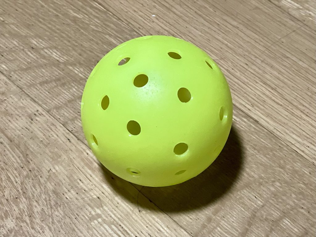 A close look at a perforated pickleball